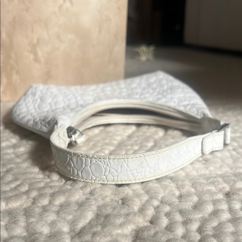 BY FAR Baby Amber Croc Embossed White Textured Shoulder Bag - Picture 14 of 14